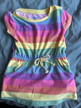 Kidgets Rainbow Stripe Short Sleeve Dress for Girls 12MO NWOT
